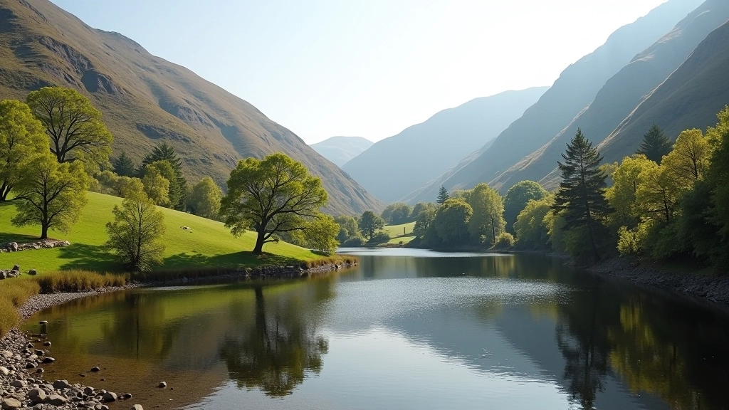 Upper Lake Trail landscape, gentle walking route, valley views, water reflections